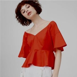 Red Club Monaco semi-peplum top